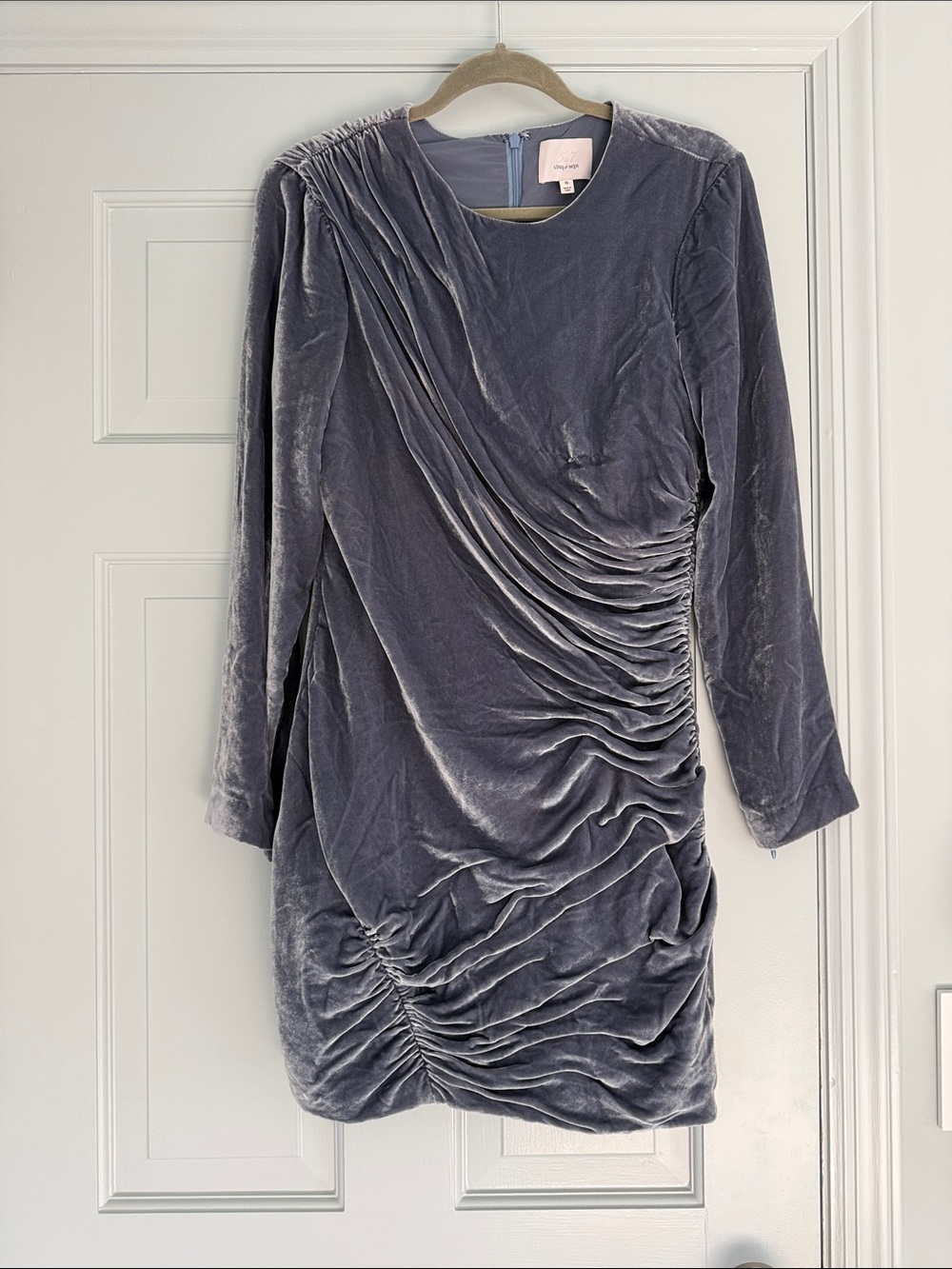 cinq a sept Gray Velvet Ruched Mini Dress